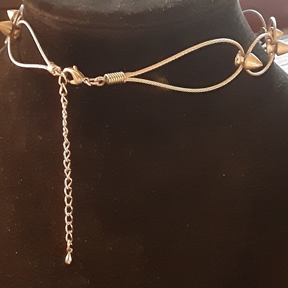 MODERN BRONZE STUDDED ST WIRE CHOKER  quarter inch studs - Picture 3 of 4